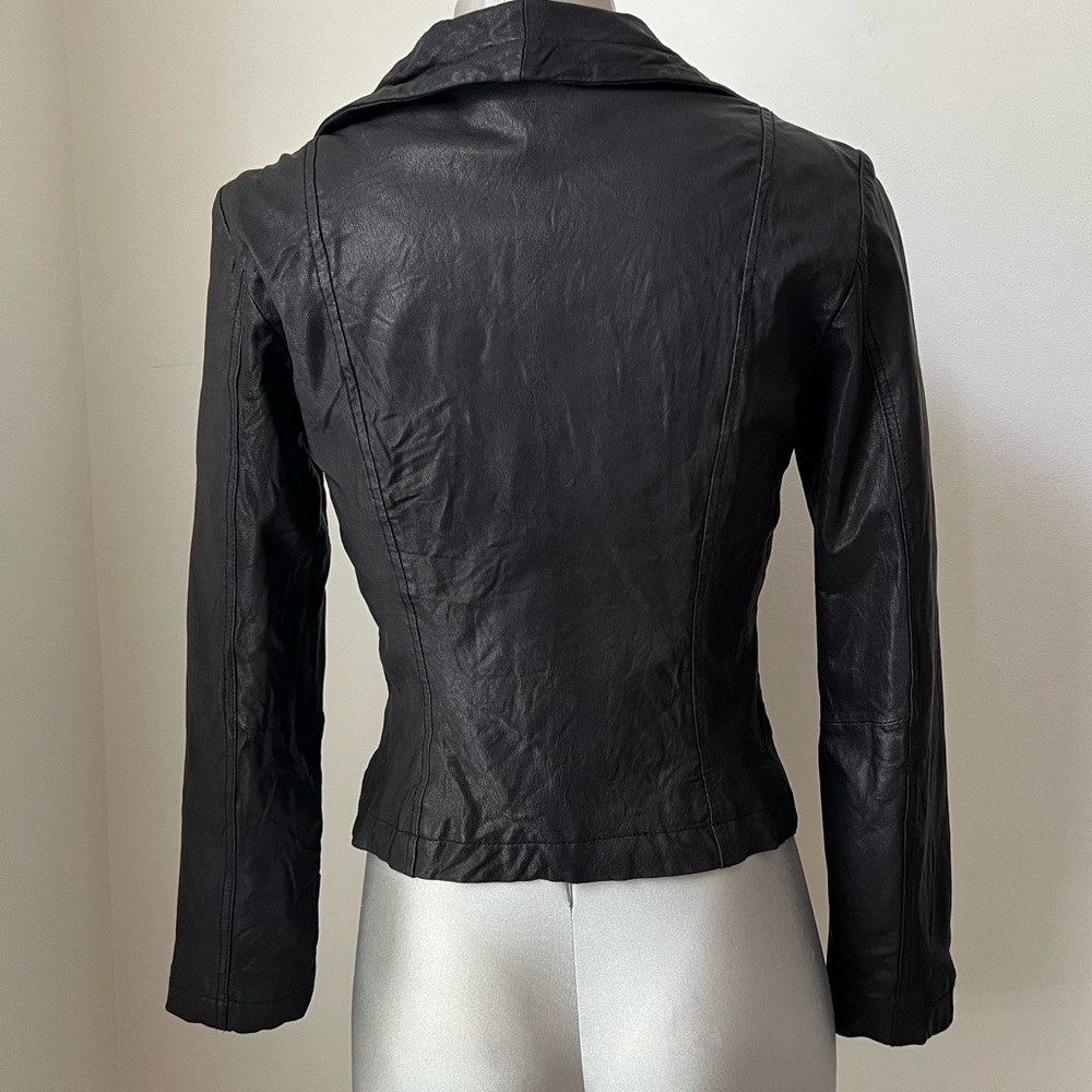 Michael Kors Shawl Collar Genuine Leather Jacket Size Medium M Black Moto Grunge - Picture 4 of 9